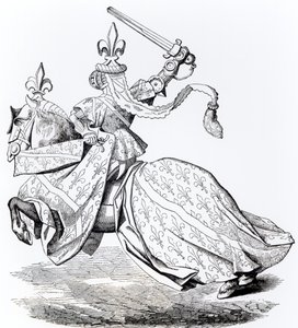 Facsimile van De Hertog van Bourbon gewapend voor het Toernooi, uit een miniatuur in de 